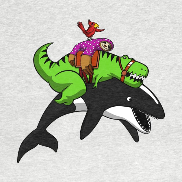 T-Rex Dinosaur Sloth Riding Orca Whale by underheaven